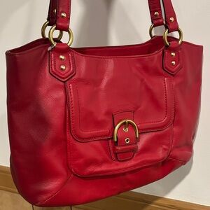Coach Red Leather Tote Bag